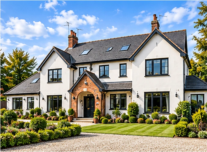 Large family home with a modern render finish